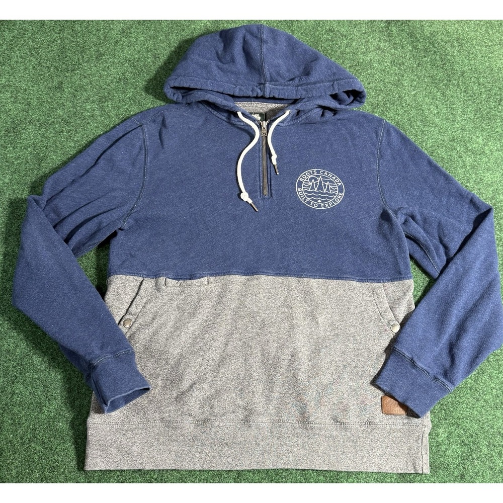 Roots Canada "built To Explore" Men's Hoodie Size Large Quarter Zip‎